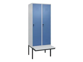 locker met bank,HxBxD 2120x800x815mm,2vak,vak B 400mm,draaigrendel - 1