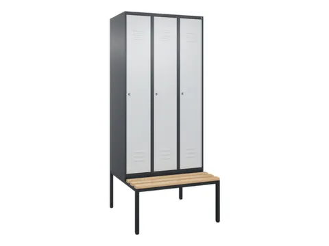 locker met bank,HxBxD 2120x900x815mm,3vak,vak B 300mm,cil.-slot
