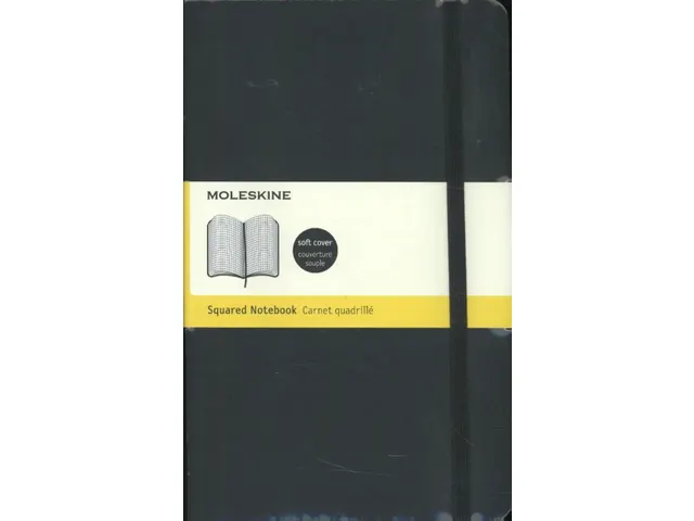 Notitieboek Moleskine large 130x210mm ruit 5x5mm soft cover zwart