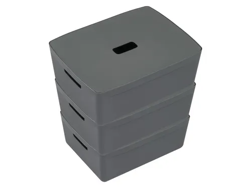 Opbergbox Kangaro 20 liter antraciet set a 3 stuks inclusief deksels