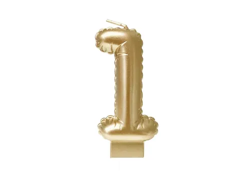 Verjaardagskaars cijfer 1 Folieballon Goud 10cm