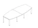 Table de conférence forme de fût 740x3200x1400mm BL-blanc 4 pieds