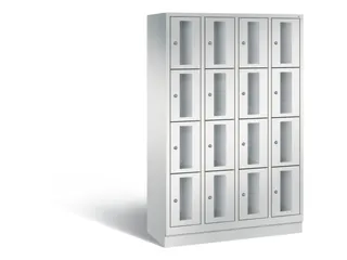 Lockerkast 1800x1190x500mm 4x4 vakken Cilinderslot, Sokkel, RAL7035 - 2