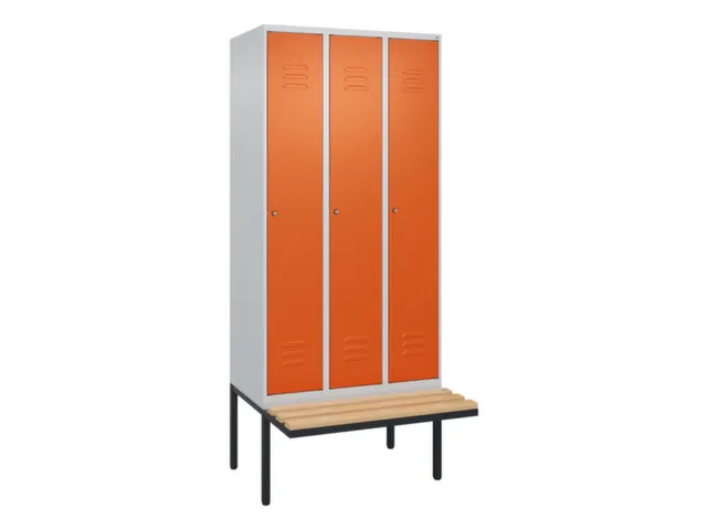 locker met bank,HxBxD 2120x900x815mm,3vak,vak B 300mm,cil.-slot