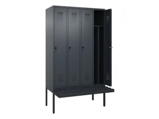 locker met bank,voor scheiding van kleding,HxBxD 2120x1200x815mm,4vak - 1