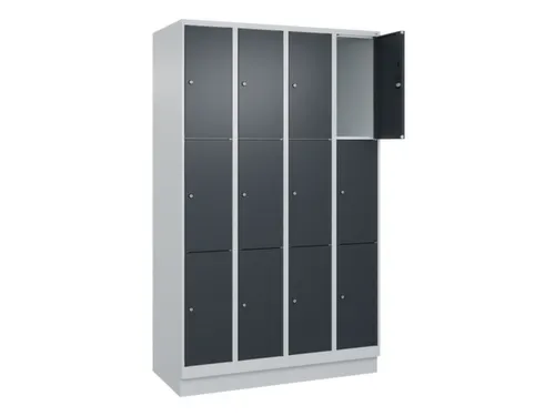 lockerkast,HxBxD 1950x1200x500mm,4x3vakken,vak B 300mm,cil.-slot