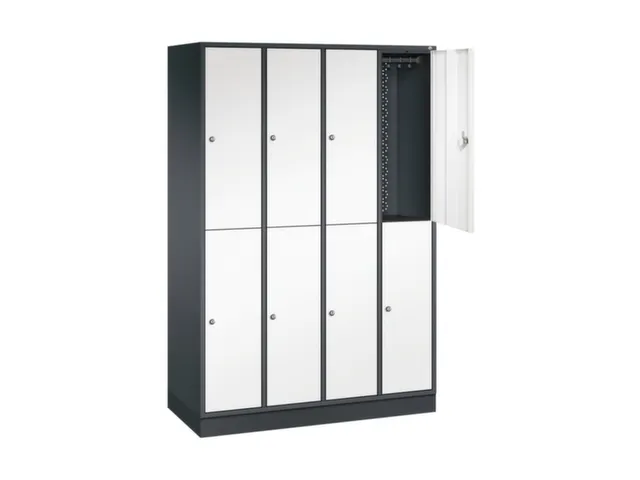 Dubbeldekse garderobekast,HxBxD 1950x1220x500mm,4x2vak.,vak B 260mm