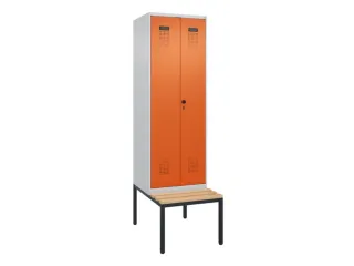 PBM-locker met bank,HxBxD 2120x600x815mm,2vak,vak B 300mm,draaigrendel - 2