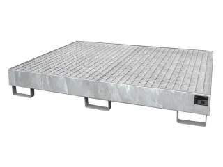 stellingopvangbak,opvangvol. 240l,HxBxD 250x1750x1300mm,m. rooster - 2