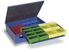 Assortimentskoffer Plaatstaal 6 Boxen Polystyrol 118x472x340mm Ral5007