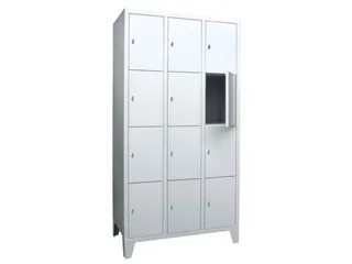 lockerkast,HxBxD 1850x900x500mm,3x4vakken,RAL7035,front RAL6011 - 1