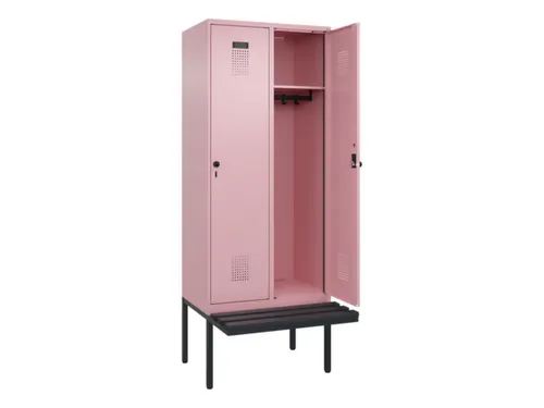 locker met bank,HxBxD 2120x800x815mm,2vak,vak B 400mm,draaigrendel