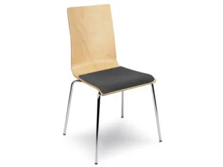 Houten Kuipstoel,4Voeten Ronde Buis Verchroomd,Zitting Beuken - 2