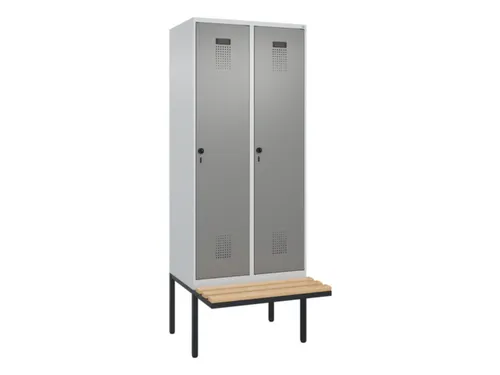 locker met bank,HxBxD 2120x800x815mm,2vak,vak B 400mm,draaigrendel