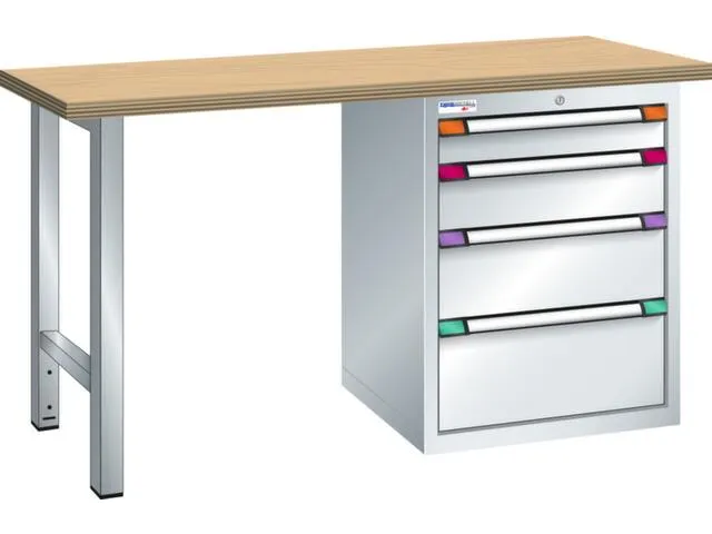 werkbank,HxBxD 840x2000x700mm,multiplexblad,RAL7035,front RAL7035