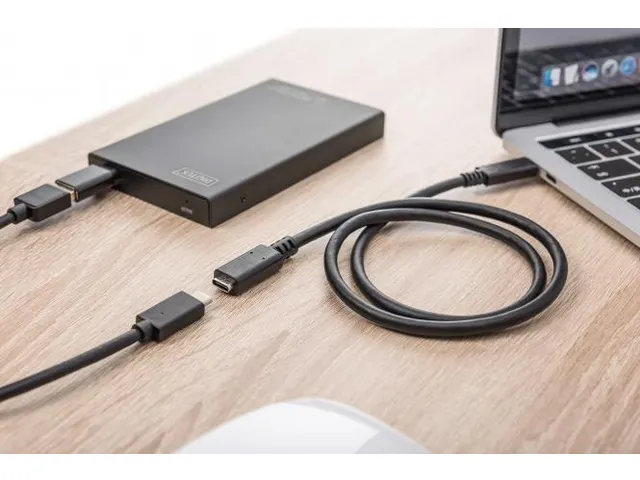 USB Type-C verlengkabel Type C St/Bu 2m 3A 480MB Versie 2.0 Zwart