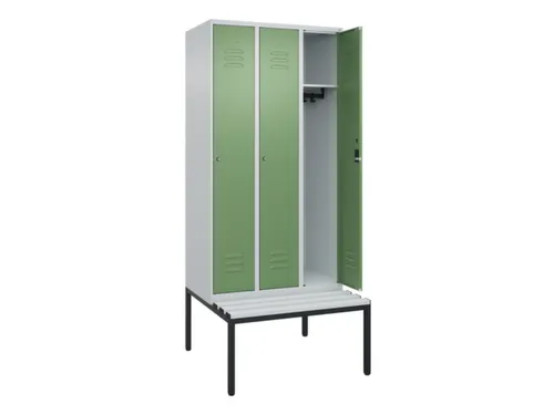 locker met bank,HxBxD 2120x900x815mm,3vak,vak B 300mm,cil.-slot
