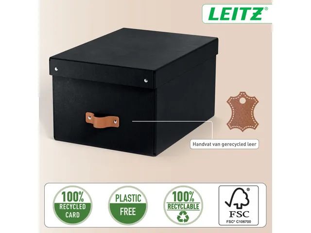 Leitz Puro Opbergdoos met deksel medium 17L set van 2 zwart