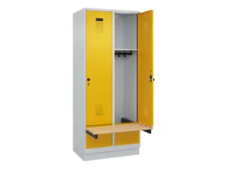 locker met bank,HxBxD 1950x800x815mm,2vak,vak B 400mm,draaigrendel - 1