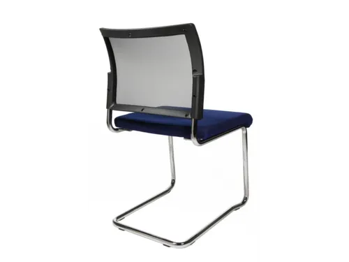 Bezoekersstoel Zitting Blauw Stof Rug Netbekleding Zwart Sledeframe