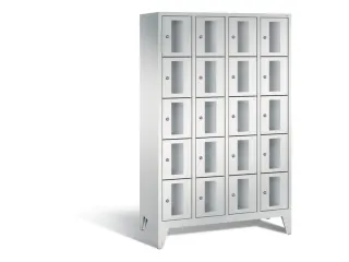 Lockerkast 1850x1190x500mm 4x5 vakken Cilinderslot Poten, RAL7035 - 2