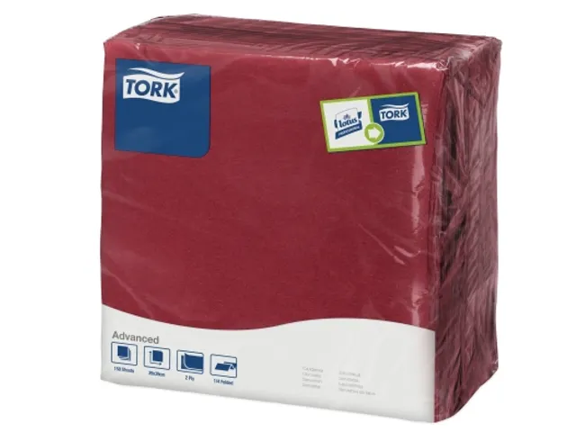 Tissue Servet 39x39cm 2-Laags 1/4 Vouw Burgundy 12x150st
