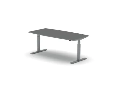 Elektrisch ihv Vergadertafel Vatvorm 1800x800mm Alu +Donkergrijs Blad