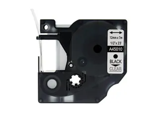 Labeltape Dymo Compatible 45010 D1 12mmx7m Zwart Op Transparant - 1