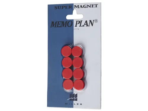 Magneten Millex 15mm rood set a 8 st.