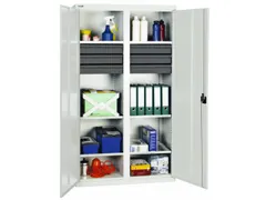 Materiaalkast 1800x1000x500mm 6legborden Uitschuifbaar 6laden Ral7035