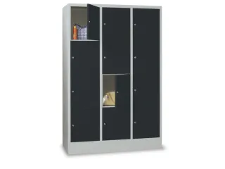 lockerkast,HxBxD 1850x1200x500mm,3x4vakken,RAL7035,front RAL7016 - 2