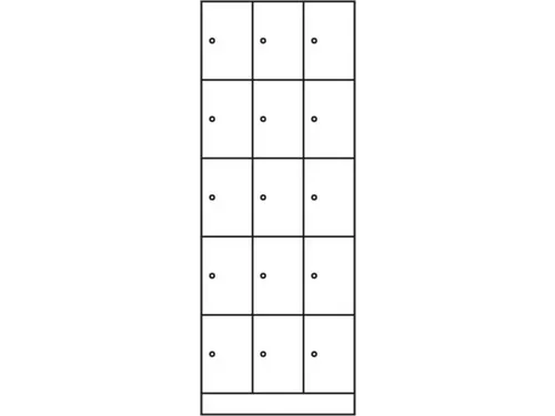 lockerkast,HxBxD 1950x680x480mm,3x5vakken,romp RAL7021,front RAL7021