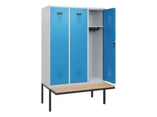 locker met bank,HxBxD 1950x1200x815mm,3vak,vak B 400mm,cilinderslot - 1