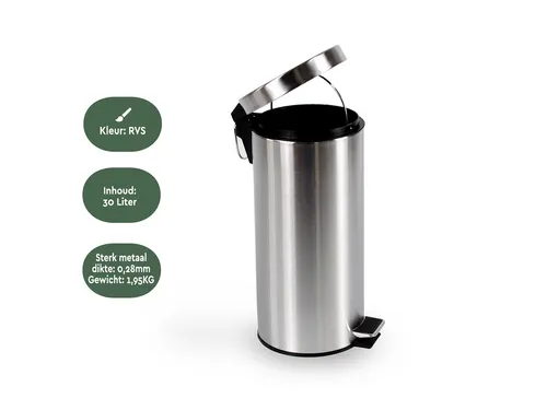 Pedaalemmer BRASQ 30 liter rvs