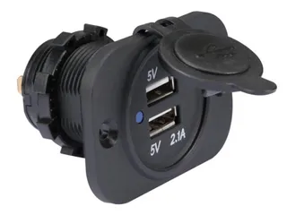 USB-Lader Voor DE Auto-Inbouw (12-24 VDC IN, 2 x 5 V UIT) - 1
