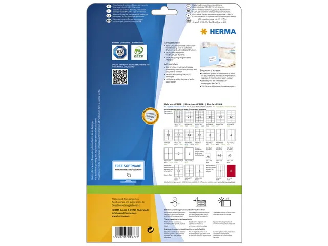 HERMA 5077 Premium Adresetiketten A4 99,1x67,7mm Wit 200 stuks