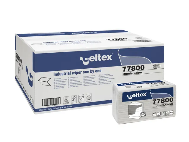 Handdoek Celtex MM Omnia Labor V-vouw 2-laags wit doos 8 pak a 300 vel