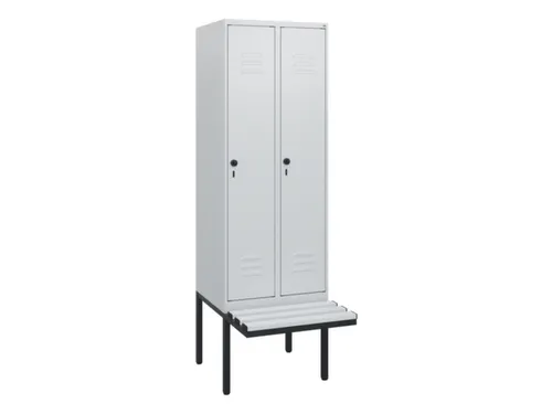 locker met bank,HxBxD 1950x600x815mm,2vak,vak B 300mm,draaigrendel
