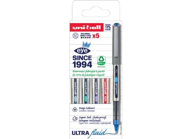 Uniball Eye Fine Roller 0,5 mm assorti, etui à 5 stuks