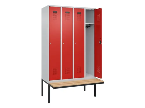 locker met bank,HxBxD 2120x1200x815mm,4vak,vak B 300mm,cilinderslot