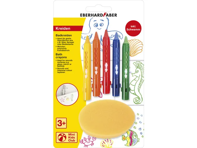 Badkrijtjes Eberhard Faber met spons 5st. op blisterkaart