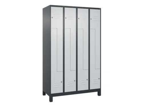 Z-garderobekast,HxBxD 1950x1200x500mm,vak B 150/300mm,cil.-slot,voeten