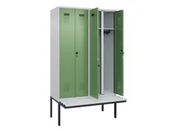 locker met bank,voor scheiding van kleding,HxBxD 2120x1200x815mm,4vak