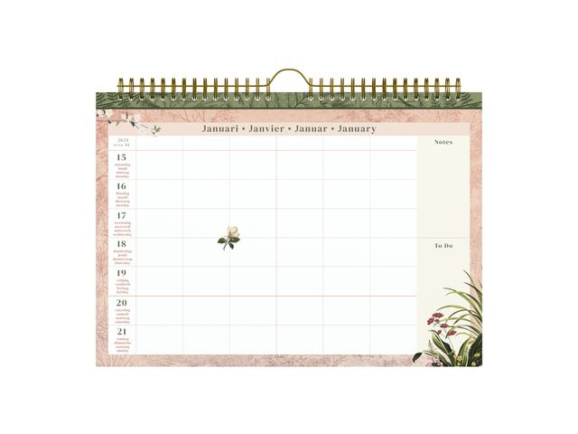 Calendrier familial 2024 Lannoo Ritstier 210x435mm avec notes