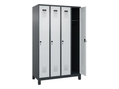 locker,HxBxD 1950x1200x500mm,4vak,vak B 300mm,draaigrendel,voeten