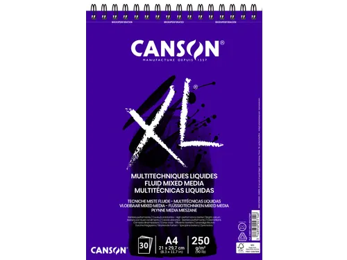 Mixed mediapapier Canson XL Fluid Mixed Media 30vel 250gr A4 extra wit
