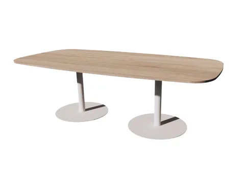 Linesto vergadertafel 240x120 deens ovaal robson eiken 25mm wit