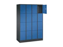 lockerkast,HxBxD 1950x1220x500mm,4x4vakken,cil.-slot,sokkel