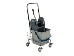 Dweilwagen,Emmer 1X27L Blauw,Mopwringer,Frame Metaal,4Zwenkwielen
