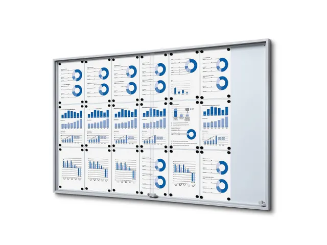 Vergrendelbaar notitiebord Indoor Slim 21xA4 met Schuifdeuren Zilver